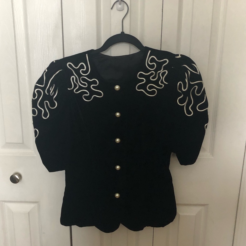 Velvet Puff Sleeve Blouse